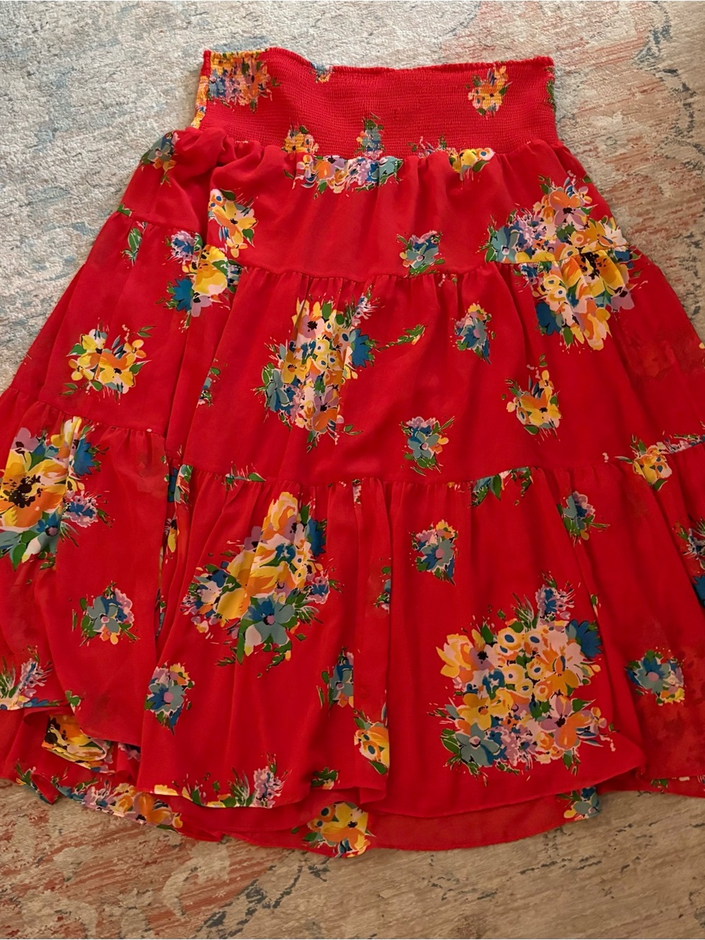 Ralph Lauren Red Floral Tiered Skirt and Blouse Set - XL - Picture 4 of 13